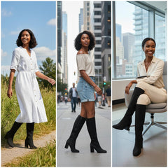 Tuhoomall Fashion Boots with Zipper Closure, Square Toe, Chunky Heel for Party, Office, Casual Wear - All Season Comfortable Style