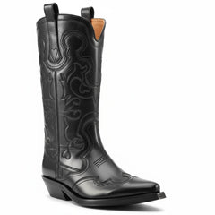 Tuhoomall Western Style Women's Mid-Calf Boots, Comfortable Low Heel, Elegant Embroidery for Parties and Casual Wear