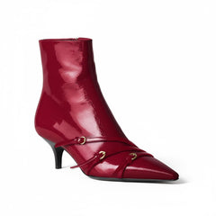 Tuhoomall Fashion Ankle Boots for Women, Comfortable Pointed Toe, Cat Heel with Hardware Buckles, Ideal for Parties and Daily Wear, Casual All-Season Style