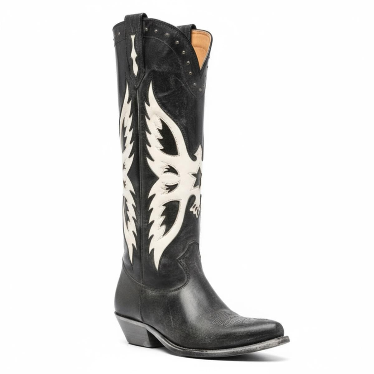 Tuhoomall Comfortable Western Knee High Boots with Animal Print and Embroidery for Parties and Casual Vintage Style Tuhoomall