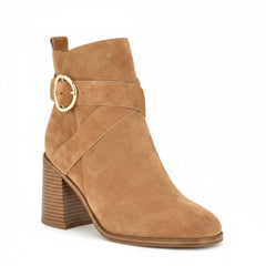 Tuhoomall Fashion Ankle Boots for Women, Comfort Short Booties with Chunky Heels, Casual Office Wear, Adjustable Metal Buckle, Rubber Sole, All-Season Style