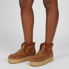 Tuhoomall Fashionable Ankle Boots with Adjustable Buckle, Studded Design, Rubber Sole for All-Season Style, Ideal for Parties and Casual Outings