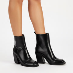 Tuhoomall Chunky Heeled Ankle Boots for Women, Solid Color, High Ankle Design, Zipper Closure, Work and Casual Versatility, 9.5 cm Heel