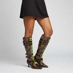 Tuhoomall Knee High Comfort Boots With Adjustable Buckles And Stylish Zippers For Dancing And Party Events