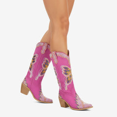 Tuhoomall Comfortable Rhinestone Knee-High Western Boots for Parties, Performances and Everyday Fashion