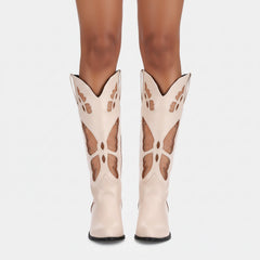 Tuhoomall Western Cowboy Boots for Women, Pointed-Toe Ankle Height, Casual Travel Style, Chunky Heel with Embroidered Animal Pattern Tuhoomall