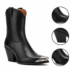 Tuhoomall Casual Almond Toe Chunky Heel Ankle Boots with Zipper for Everyday Office and Street Style Tuhoomall