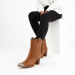 Tuhoomall Casual Almond Toe Chunky Heel Ankle Boots with Zipper for Everyday Office and Street Style