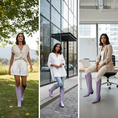 Tuhoomall Western Mid Calf Boots for Women, Embroidered Vegan Leather, Casual Chunky Heel, Spring Autumn Winter Fashion