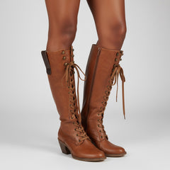 Tuhoomall Western Cowgirl Mid Calf Boots, Retro Chunky Heel, Round Toe, Zipper Closure, Stylish Casual Travel Footwear