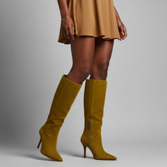 Tuhoomall Fashion Knee-High Boots for Women, Stylish Casual Wear with Chunky Heels and Zipper Detail, Versatile for Work and Everyday Use