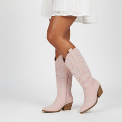 Tuhoomall Western Knee-High Boots For Women With Embroidery And Zipper, Chunky Heel For Travel, Outdoor, Fashion Casual, Party And Dance