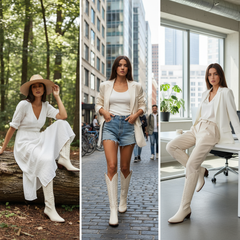 Tuhoomall Western Mid Calf Boots for Women, Embroidered Vegan Leather, Casual Chunky Heel, Spring Autumn Winter Fashion