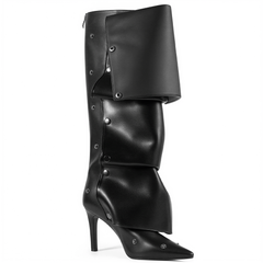 Tuhoomall Knee High Boots for Women Stiletto Heel Shark Booties