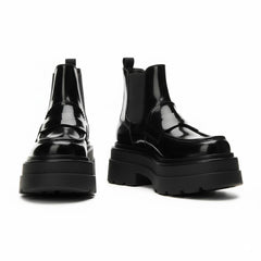 Tuhoomall Fashionable Women's Loafers Ankle Boots With 6cm Thick Sole For Everyday Use Stylish Waterproof Design In Solid Color