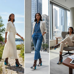 Tuhoomall Fashion Ankle Booties With Zip And Studs, Chunky Wedge Heel, Stylish For Parties And Casual Outings, All-Season Wear