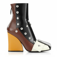 Tuhoomall Fashion Ankle Booties With Zip And Studs, Chunky Wedge Heel, Stylish For Parties And Casual Outings, All-Season Wear