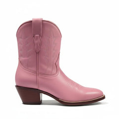 Tuhoomall Western Ankle Boots for Women, Floral Embroidery, Chunky Heel 1.97 in, Slip-On, Stylish Casual for All Seasons, High Ankle