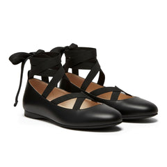 Tuhoomall Ballet Flat Shoes For Parties And Performances, Comfortable Round-Toe Design With Satin Finish And Cross Straps