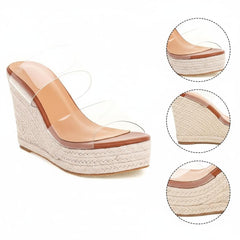 Tuhoomall Womens Wedge Sandals Summer Casual Slip-On Non-Slip Espadrille Style 12cm Platform