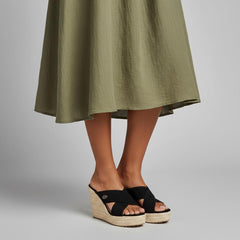 Tuhoomall Waterproof Wedge Sandals for Women, Ethnic Style, Slip-On, Casual Fashion, Rubber Sole, Suede-Like Upper, Perfect for Stylish Outings