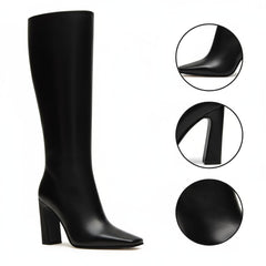 Tuhoomall Fashion Ankle Boots for Women, Comfortable Chunky Heel, Zipper Closure, Casual Daily Wear, Travel and Work Suitable, Classic Solid Color Tuhoomall