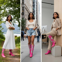 Tuhoomall Pink Rhinestone Pointed Toe Ankle Boots for Parties and Performances, Chunky Heel Fashion Footwear for Casual and Night Out