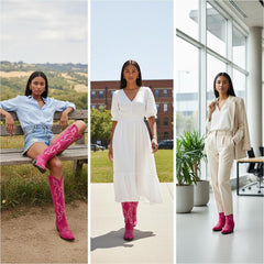 Tuhoomall Western Knee-High Boots for Fashion Casual Style with Embroidered Design and Chunky Heel, Ideal for Ranch and Outdoor Activities