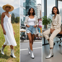 Tuhoomall Western Ankle Boots with Embroidered Pattern, 5cm Chunky Heel, Slip-On Design for Fashion and Travel, Durable Synthetic Fabric Lining