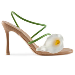 Tuhoomall High Heel Sandals for Women with Floral Design, Elegant Open Toe, Ideal for Parties and Summer Events, 8cm Stiletto Heel Tuhoomall