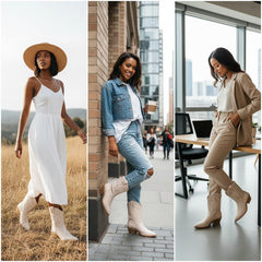 Tuhoomall Metallic Cowboy Ankle Boot with Chunky Block Heel, Pointed Toe, Embroidered Design for Casual Fashion Use, Vegan Leather, All Seasons