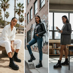 Tuhoomall Fashion Casual Waterproof Ankle Boots with Thick Sole, Round Toe, Easy Slip-On Design for Daily Office Wear