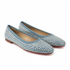 Tuhoomall Comfortable Slip-On Flats for Women - Suede and Denim Upper with Rhinestone Details - Perfect for Fashion Casual, Work, and Parties - Spring/Summer Wear