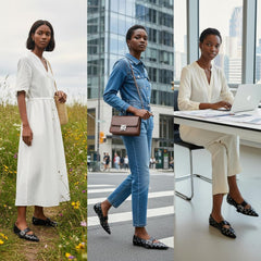 Tuhoomall Comfortable Pointed-Toe Flat Shoes with Adjustable Buckle for Casual Party Style - Studded Genuine Leather Upper, Rubber Sole