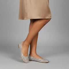 Tuhoomall Comfortable Slip-On Flats for Women - Suede and Denim Upper with Rhinestone Details - Perfect for Fashion Casual, Work, and Parties - Spring/Summer Wear