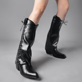 Tuhoomall Knee High Boots - Comfortable Chunky Heel with Bow, Studded Design for Parties and Casual Outings