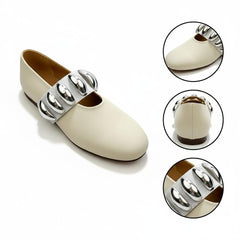 Tuhoomall Ballet Flats for Women, Round Toe, Adjustable Buckle, Casual Style, All-Day Comfort, Non-Slip Rubber Sole, Perfect for Parties and Performances