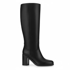 Tuhoomall Comfortable Fashion Ankle Boots for Casual, Office, and Daily Wear - Chunky Heel, Square Toe, Solid Color, All-Leather, Perfect for All Seasons
