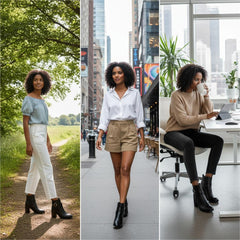 Tuhoomall Fashion Ankle Boots for Women, Comfort Short Booties with Chunky Heels, Casual Office Wear, Adjustable Metal Buckle, Rubber Sole, All-Season Style