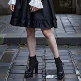 Tuhoomall Waterproof High Heel Ankle Boots for Women - Chic Lizard Texture, Perfect for Parties and Performances