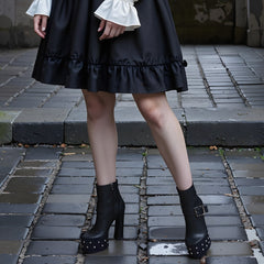 Tuhoomall Waterproof High Heel Ankle Boots for Women - Chic Lizard Texture, Perfect for Parties and Performances