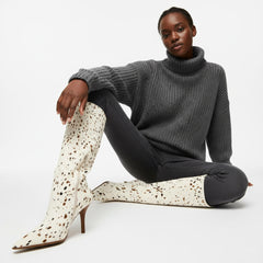 Tuhoomall Fashion Knee-High Boots for Women, Stylish Casual Wear with Chunky Heels and Zipper Detail, Versatile for Work and Everyday Use