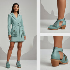 Tuhoomall Western Ankle Boots for Women with Chunky Heel, Snip-Toe, Fringe Design, Outdoor and Dance Ready, Faux Suede