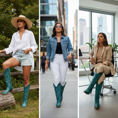 Tuhoomall Womens Cowgirl Boots Fashion Over the Knee Boots With Classic Embroidery