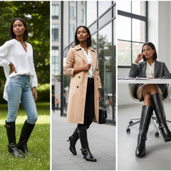 Tuhoomall Stylish Low-Cut Ankle Boots for Parties and Runway Shows, Adjustable Buckle, 5cm Kitten Heel, Solid Color with Metallic Accents, All-Season Comfort