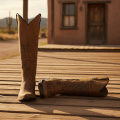 Tuhoomall Western Over-the-Knee Boots for Women, Floral Embroidered Chunky Heel, Comfortable Slip-On, Stylish for Travel and Outdoor Fashion