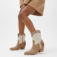 Tuhoomall Floral Ankle Cowboy Boots for Women, Low Chunky Heel 2.75 in, Elegant Vegan Leather, Perfect for Casual and Formal Occasions