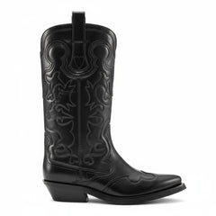 Tuhoomall Western Style Women's Mid-Calf Boots, Comfortable Low Heel, Elegant Embroidery for Parties and Casual Wear