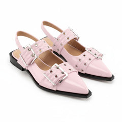 Tuhoomall Comfortable Low Heel Platform Shoes with Adjustable Metal Buckle for Casual and Office Use, Ideal for All-Season Wear