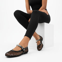 Tuhoomall Ballet Flats For Women, Casual Stylish Design, Perfect For Parties And Performances, Metal Buckle & Leather Lining, Comfortable Rubber Sole